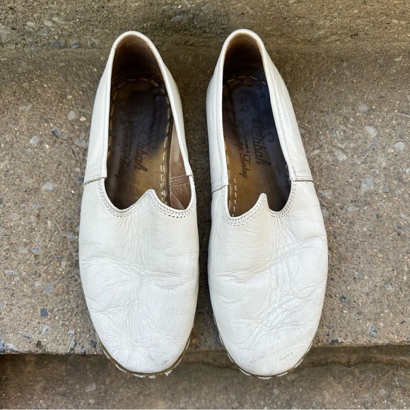 Sabah Handmade Ivory Leather Slip-On Loafers M 43 Unisex 11-11.5 Turkey Artisan main image 4